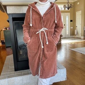 POL Brown Corduroy Long Utility Jacket Medium